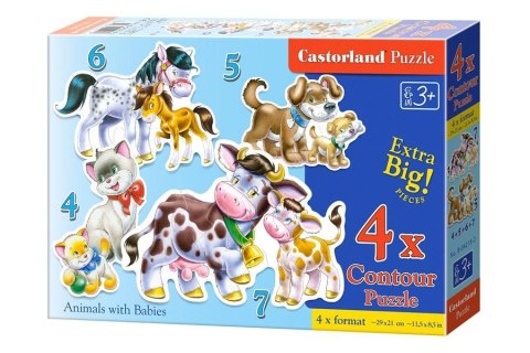 Castorland Zwierzęta i ich dzieci Puzzle 4w1 Maxi 4, 5, 6, 7 elementów