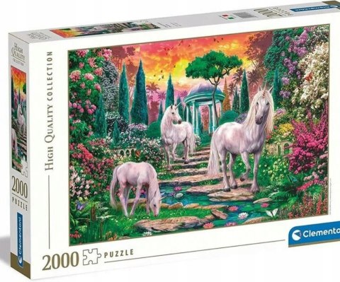Clementoni 32575 Puzzle 2000 elementów Jednorożce w Ogrodzie Ogród