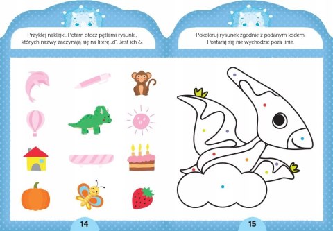 Łamigłówki z dinozaurem Książeczka z naklejkami 4+ Aksjomat