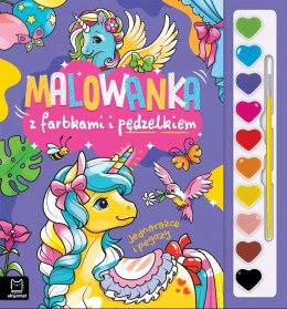 Malowanka z farbkami i pędzelkiem Jednorożce i pegazy Aksjomat