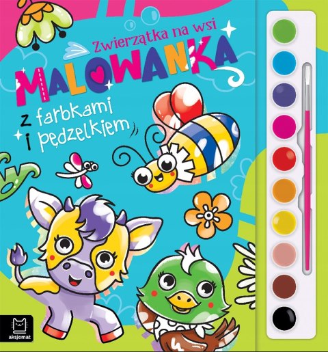 Malowanka z farbkami i pędzelkiem Zwierzątka na wsi Aksjomat