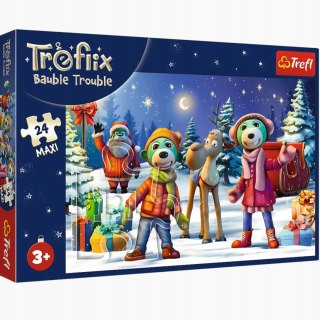 Puzzle 24 elementów Maxi Trefliki lepią bałwana 14375 Trefl