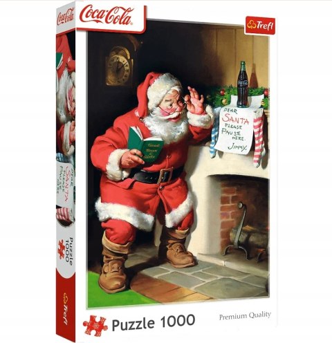 Puzzle Świąteczne 1000 elementów Mikołaj przy Kominku 10922 Trefl Coca Cola
