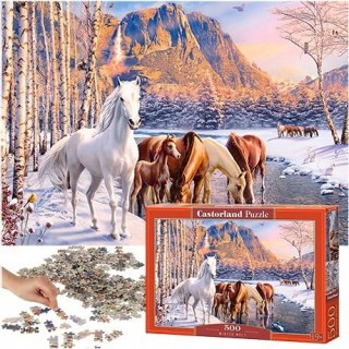Castorland Zimowe Roztopy Konie przy Strumieniu Puzzle 500 elementów 9+