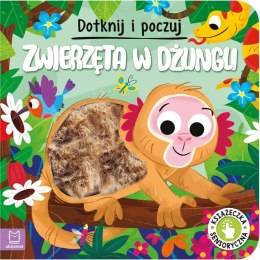Dotknij i poczuj Zwierzęta w dżungli Książeczka Sensoryczna Aksjomat