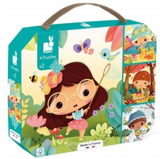 Janod Puzzle progresywne w walizce Pory roku 4 układanki 6, 9, 12 i 16 el.