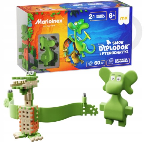 Marioinex Waffle Smok Diplodok i Pterodaktyl - klocki konstrukcyjne 60 el