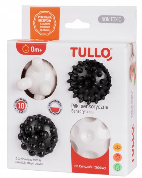 Piłki Sensoryczne Czarno-Białe 4 szt Piłeczki Tullo