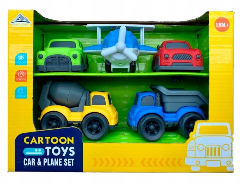 Zestaw 5 Pojazdów z BIOplastiku dla dzieci 18m+ Ruchome elementy