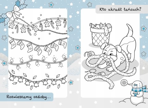 Bałwanek Malowanki z Mikołajem Zimowe Kolorowanki