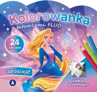 Czarodziejki Fluo Kolorowanka z Tatuażami Świecą w Ciemności 24 Tatuaże