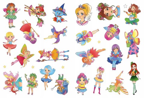 Czarodziejki Fluo Kolorowanka z Tatuażami Świecą w Ciemności 24 Tatuaże