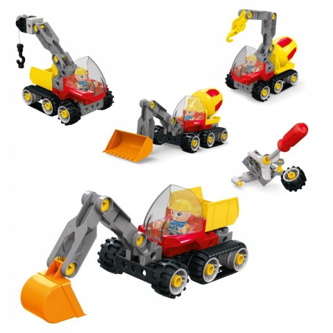 Klocki Małych Geniuszy Konstrukcyjne 36 elementów Pojazdy Budowlane 4w1