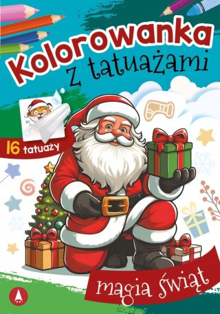 Magia Świąt Kolorowanka z Tatuażami 16 Tatuaży Mikołaj Święta Świąteczna