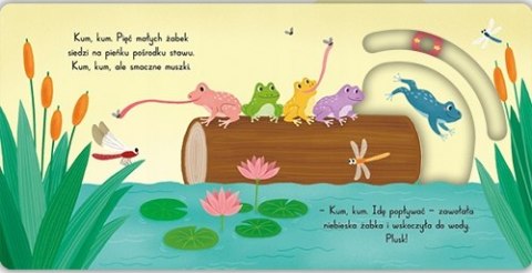 Pięć małych żabek Wesoła zagroda Zabawa z ruchomymi elementami Książeczka