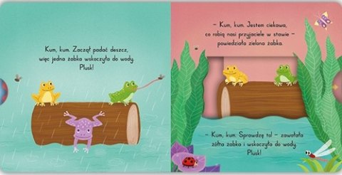 Pięć małych żabek Wesoła zagroda Zabawa z ruchomymi elementami Książeczka