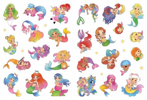 Syrenki Fluo Kolorowanka z Tatuażami Świecą w Ciemności 26 Tatuaży Skrzat