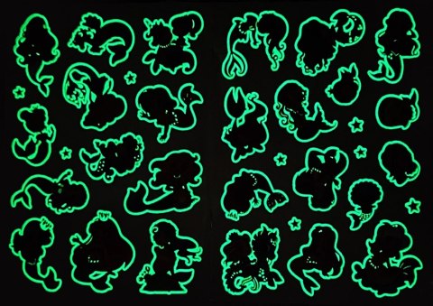 Syrenki Fluo Kolorowanka z Tatuażami Świecą w Ciemności 26 Tatuaży Skrzat