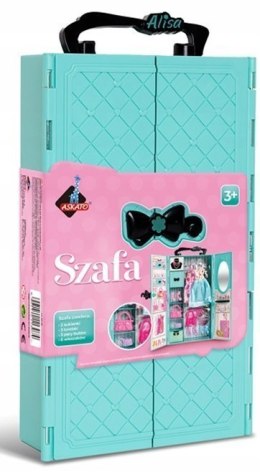 Szafa garderoba dla lalek + ubranka miętowa zestaw Askato
