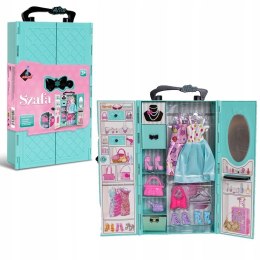 Szafa garderoba dla lalek + ubranka miętowa zestaw Askato