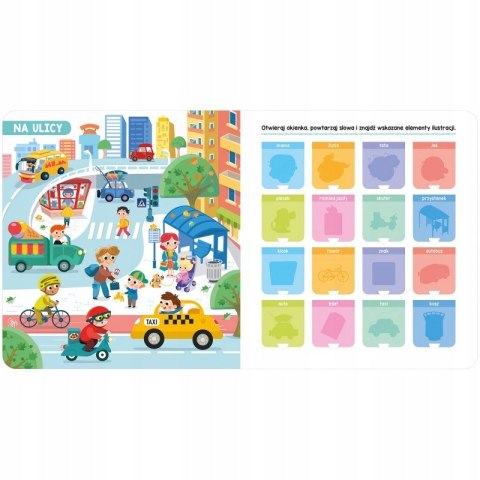 W Mieście Książeczka z okienkami 100 okienek 100 słów Aksjomat