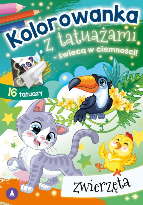 Zwierzęta Kolorowanka z Tatuażami Świecą w Ciemności 16 Tatuaży Skrzat