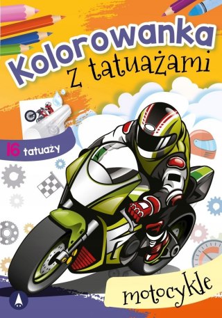 Kolorowanka z tatuażami Motocykle Motory Tatuaże Skrzat