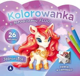 Kolorowanka z tatuażami fluo Jednorożce Skrzat Tatuaże Świecą w Ciemności