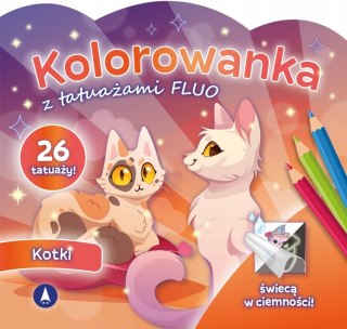 Kolorowanka z tatuażami fluo Kotki Skrzat Tatuaże Świecą w Ciemności