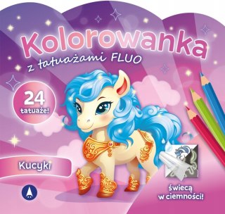 Kolorowanka z tatuażami fluo Kucyki Skrzat Tatuaże Świecą w Ciemności