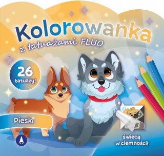 Kolorowanka z tatuażami fluo Pieski Skrzat Tatuaże Świecą w Ciemności