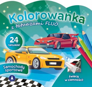 Kolorowanka z tatuażami fluo Samochody sportowe Skrzat Świecą w Ciemności