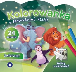 Kolorowanka z tatuażami fluo Zwierzaki Skrzat Tatuaże Świecą w Ciemności