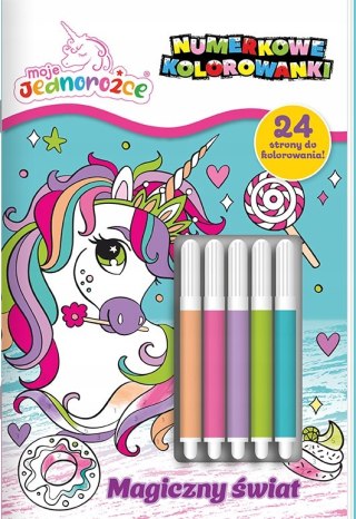 Magiczny świat Moje Jednorożce Numerkowe kolorowanki + Mazaki Kolowanka