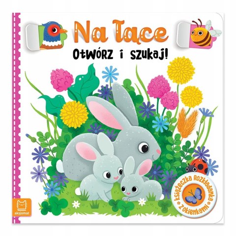 Na łące Otwórz i szukaj! Książeczka rozkładanka z okienkami Aksjomat