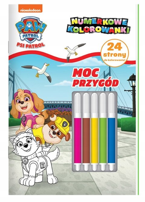 Psi Patrol Moc przygód Numerkowe kolorowanki 5 + Mazaki Pisaki