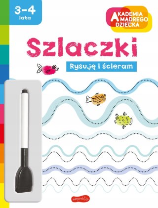 Szlaczki Akademia mądrego dziecka Rysuję i ścieram Harperkids