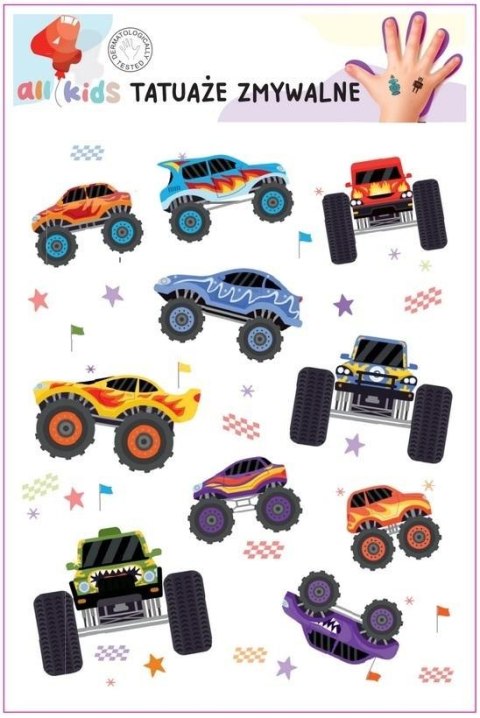 Tatuaże zmywalne dla dzieci Monster Truck