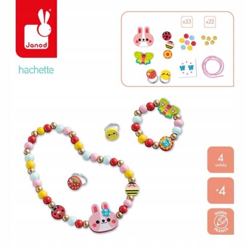 Zestaw kreatywny do tworzenia biżuterii z drewna Ogród kwiatów 4+ Janod