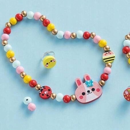 Zestaw kreatywny do tworzenia biżuterii z drewna Ogród kwiatów 4+ Janod