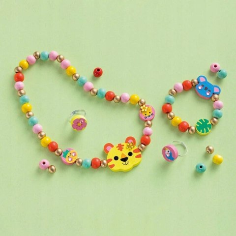 Zestaw kreatywny do tworzenia biżuterii z drewna Sekretna dżungla 4+ Janod