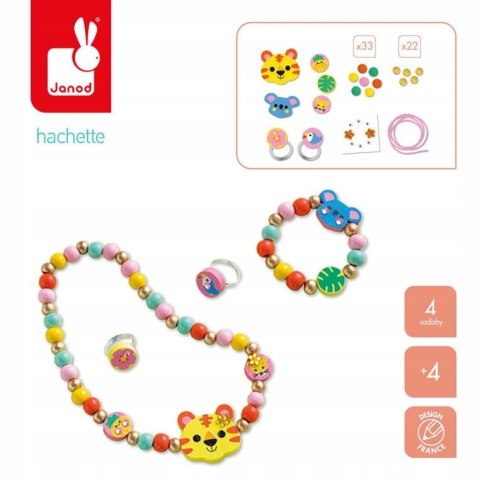 Zestaw kreatywny do tworzenia biżuterii z drewna Sekretna dżungla 4+ Janod