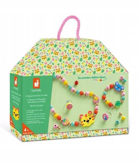 Zestaw kreatywny do tworzenia biżuterii z drewna Sekretna dżungla 4+ Janod