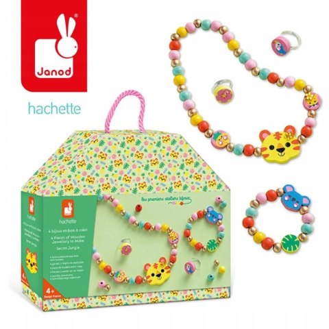 Zestaw kreatywny do tworzenia biżuterii z drewna Sekretna dżungla 4+ Janod