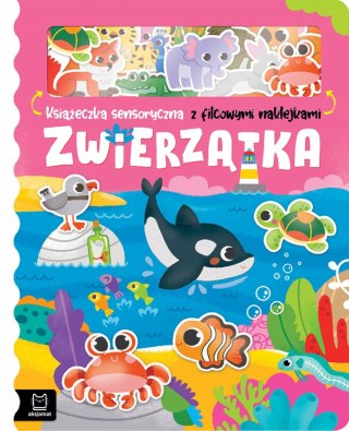 Zwierzątka Książeczka sensoryczna z filcowymi naklejkami Aksjomat