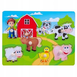 Drewniana Układanka Farma Zwierzaki Uchwyty Smily Play