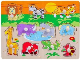 Drewniana Układanka Zwierzaki Uchwyty Safari Smily Play