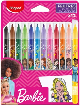 Flamastry Barbie 12 Kolorów Maped Pisaki Mazaki 845418