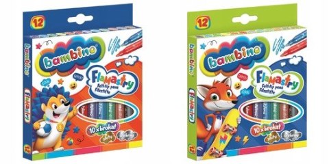 Flamastry Brokatowe Bambino Mazaki Szkolne 12 sztuk