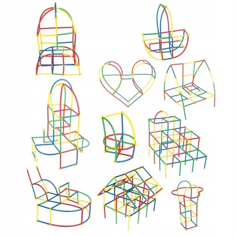 Klocki Małych Geniuszy Słomki 110 elementów Rurki